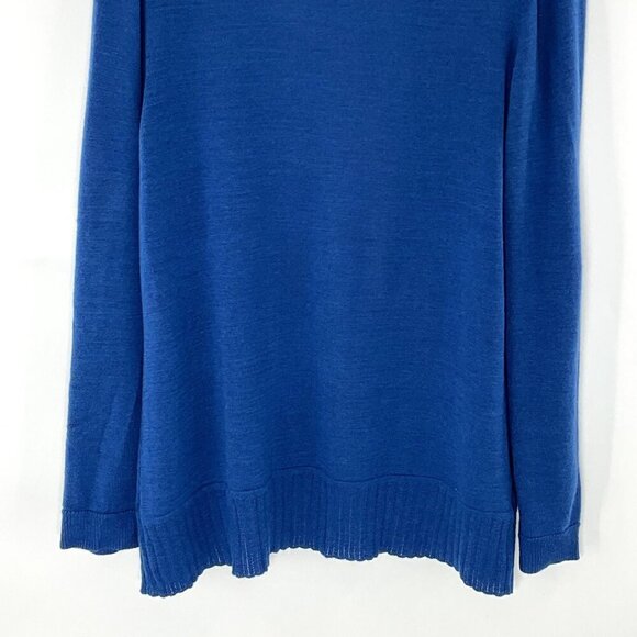 Coldwater Creek Cardigan Women XL Blue‎ Wool Blend Open Front Ribbed Knit - Picture 7 of 13